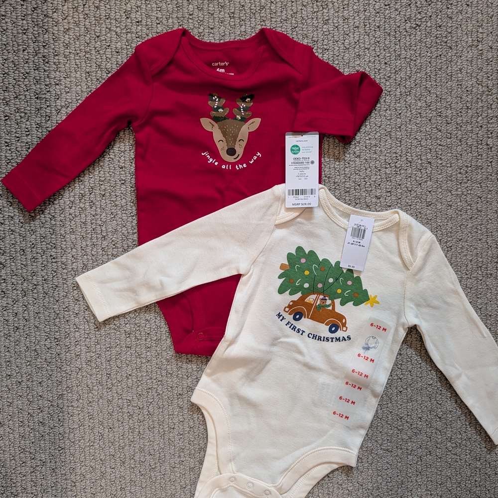 Two Longsleeve Christmas Bodysuits